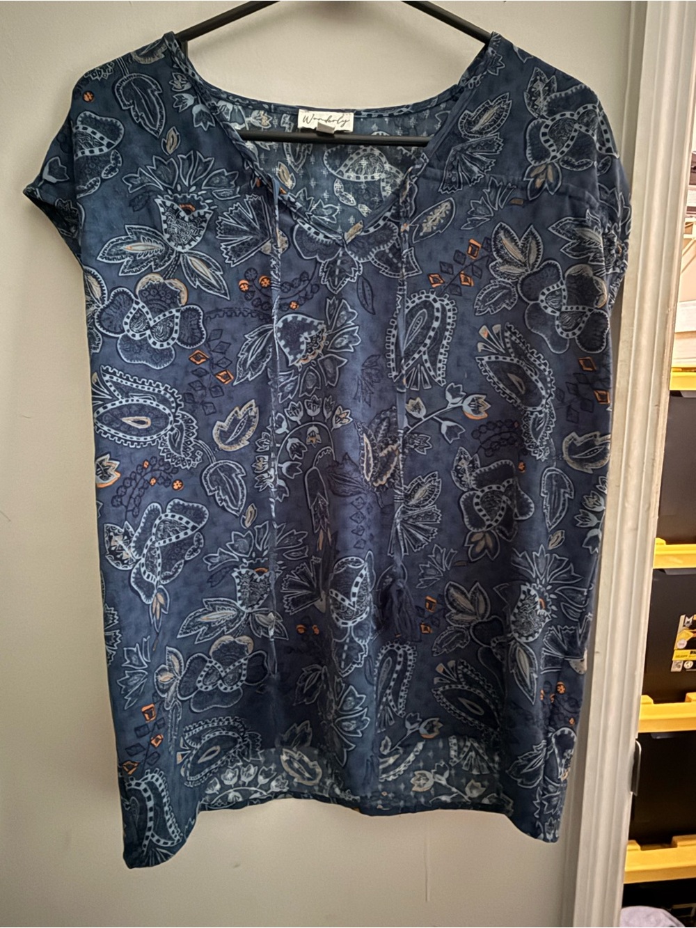 Wonderly Navy Paisley Short Sleeve Tunic